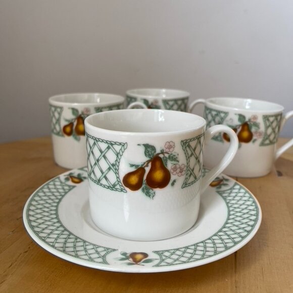 ✨Vintage✨ Teacup Set of 4 Pear Sonata Pastel Green Cottagecore - Picture 1 of 6
